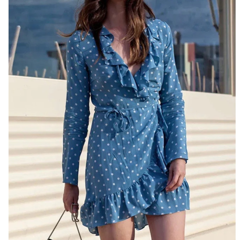 Realisation Par Wrap Polka Dot Dress, size small